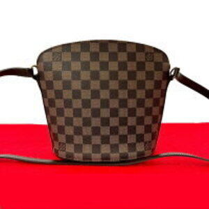 Louis Vuitton Drouot Damier Leather Shoulder Bag Sacoche Brown